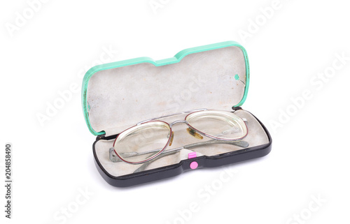 Case with vintage glasses