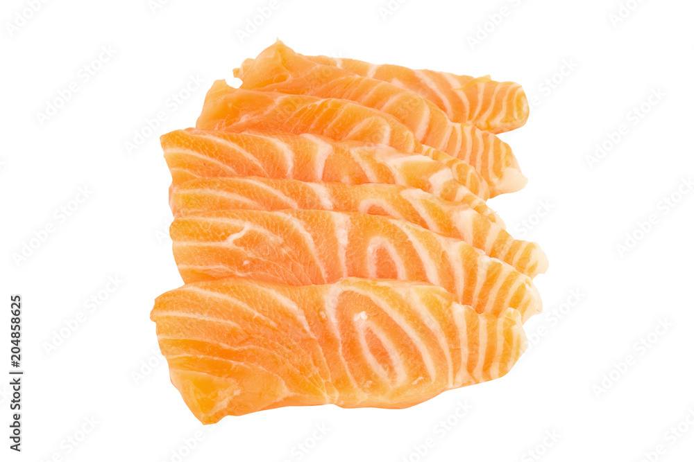 salmon (salmon sashimi) sliced Isolated on white background salmon (salmon sashimi) sliced Isolated on white background
