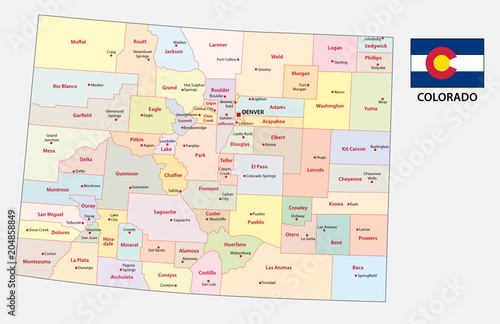 colorado administrative and political vector map