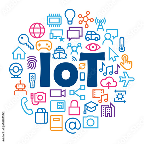 IoT (INTERNET OF THINGS) symbols in circle