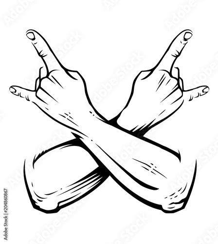 Rock Crossed Hands Vector