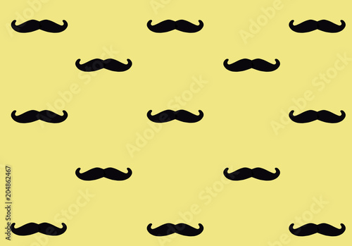 Black mustache on pink background. Mustache pattern