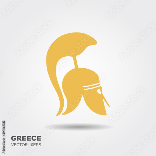 Greek, ancient helmet icon isolated on white