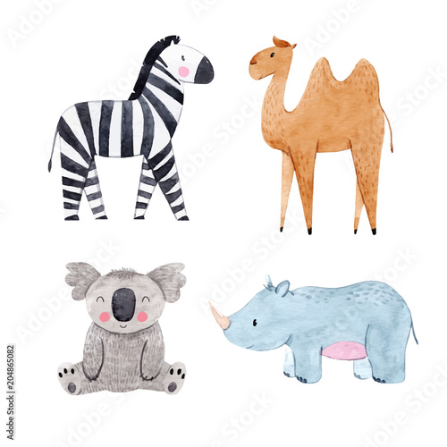 Watercolor animal vector set