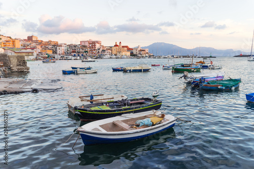 Φωτογραφία Torre del Greco, Naples, Italy - panoramic view from the port of blue sea, boats