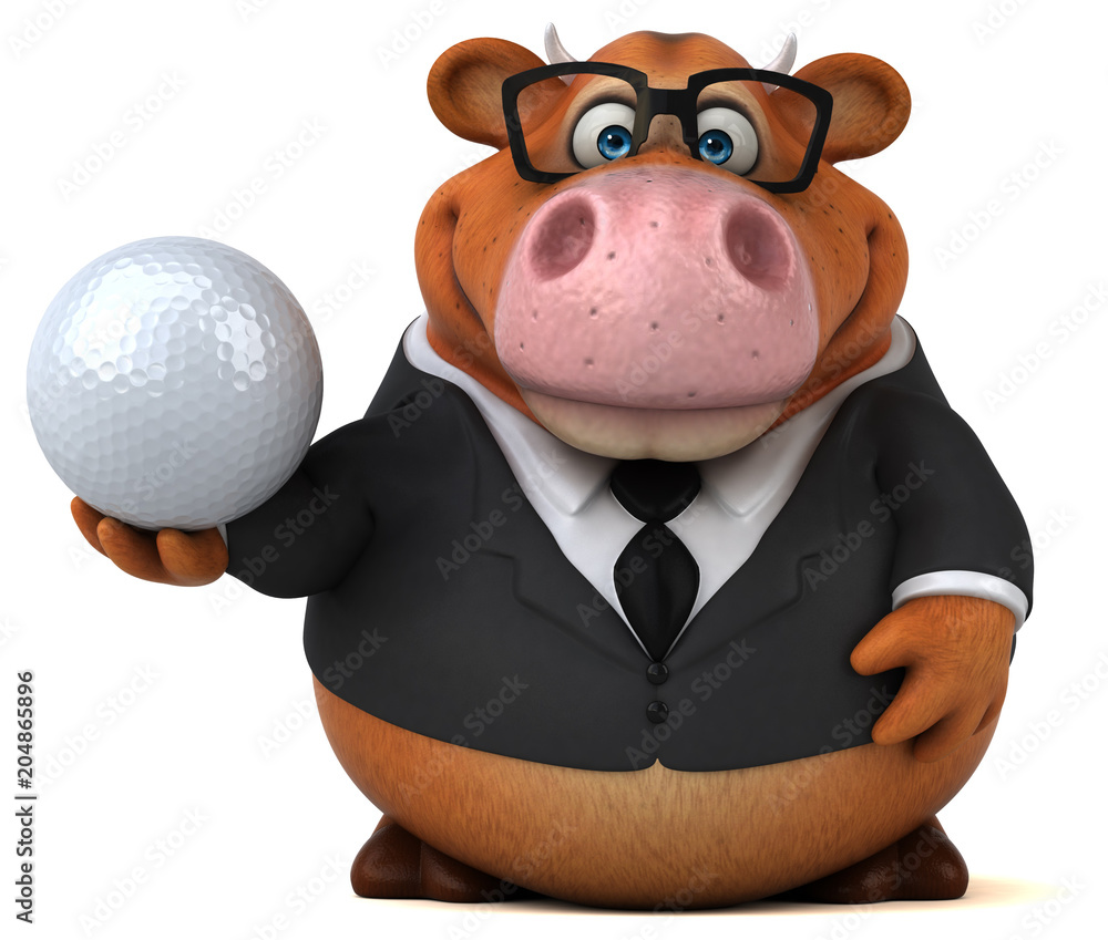 Naklejka premium Fun cow - 3D Illustration