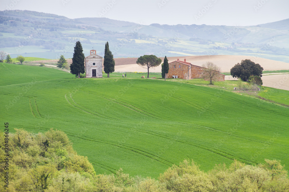 Tuscan landscape with Iconic Church 