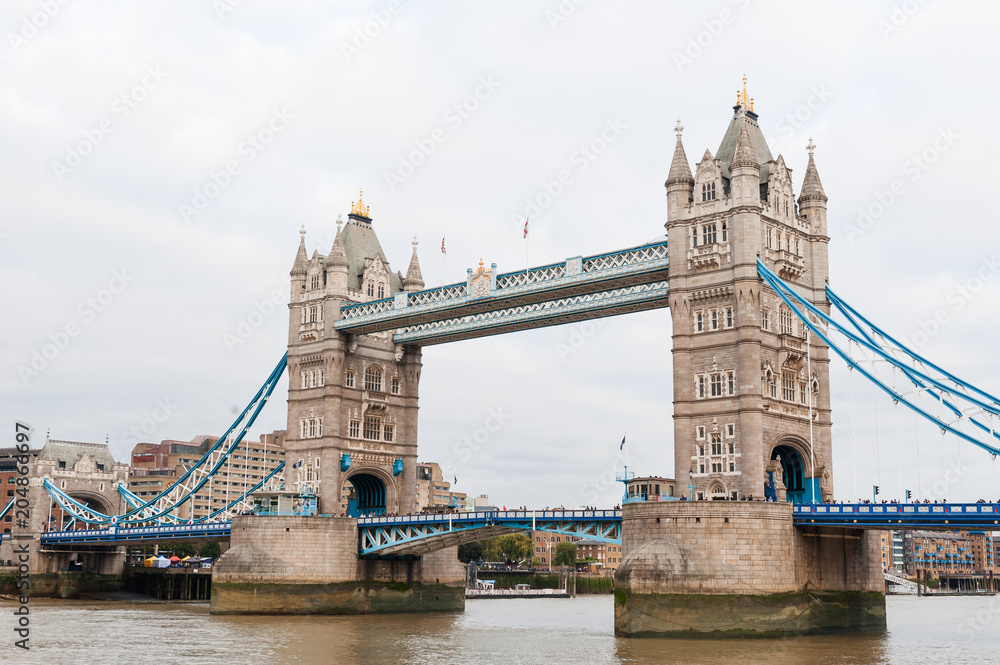 London, England, Europe - Tower bridge over Thames river scenic view in a typical
