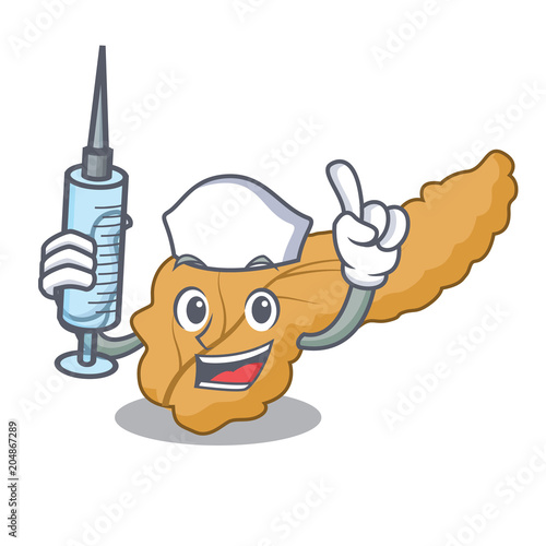 Nurse pancreas character cartoon style