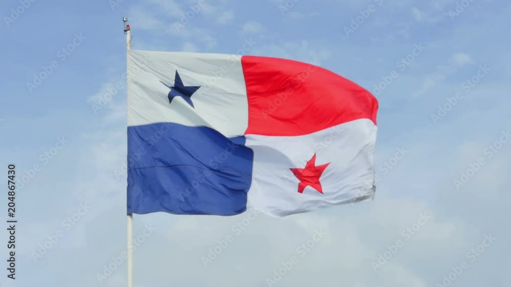 Panama 01/05/2018: flag blowing seen from below Panama 01/05/2018: flag blowing seen from below