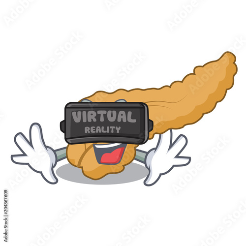 Virtual reality pancreas mascot cartoon style photo