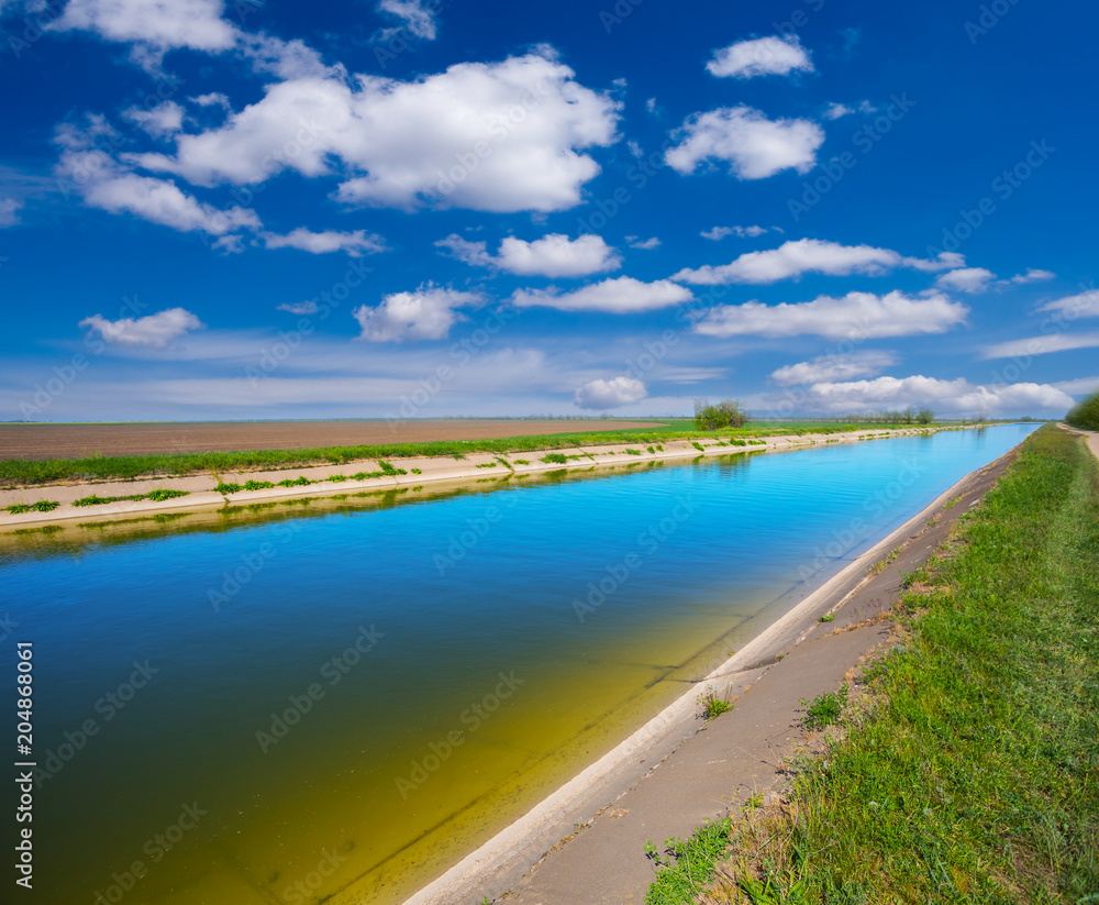 long irrigation channel among a prairies, ukrainian lands