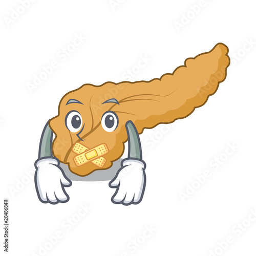 Silent pancreas mascot cartoon style photo