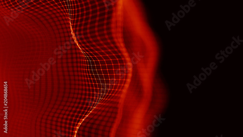 Abstract Red Geometrical Background . Connection structure. Science background. Futuristic Technology HUD Element . ?onnecting dots and lines . Big data visualization and Business .