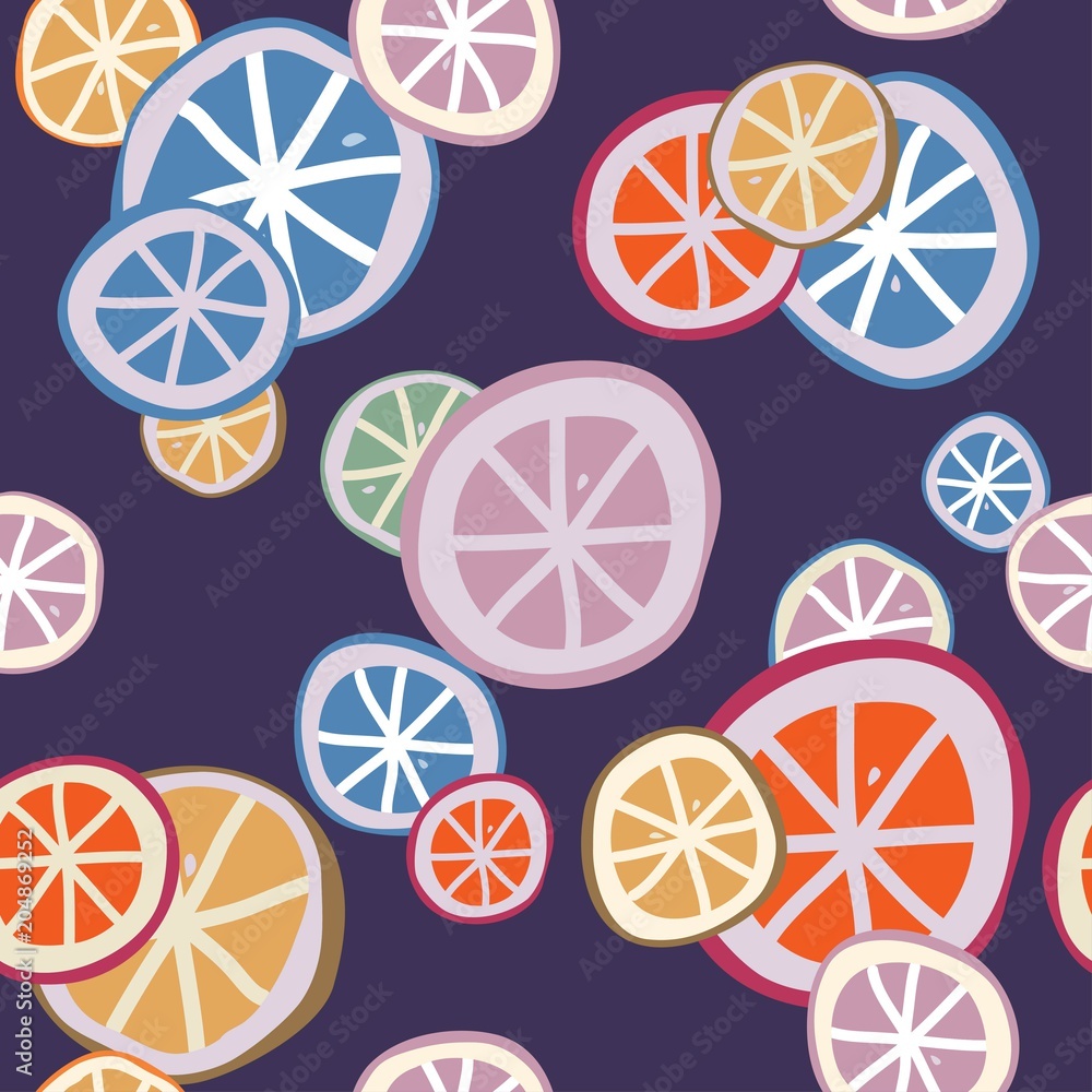 Picture with citrus slices. Unusual colors. Seamless Pattern. Picture with citrus slices. Unusual colors. Seamless Pattern.