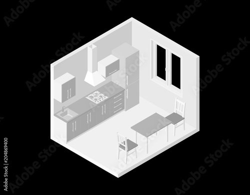 Interior kitchen room. 3d V...