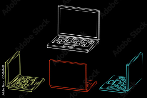 Laptop icon. Vector outline...