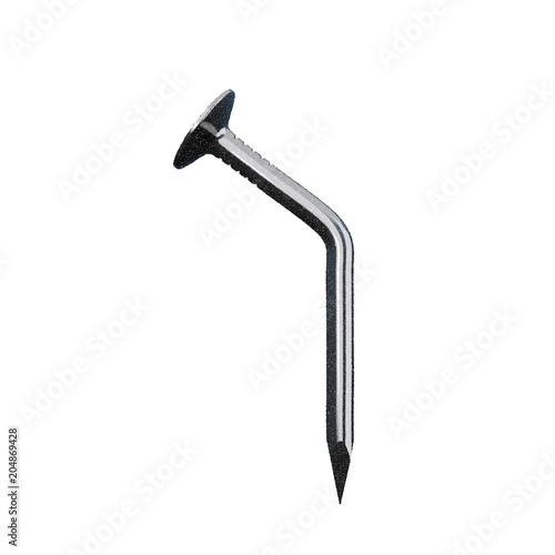 Steel nail. Bent form. Isolated on white background. Vector illustration.