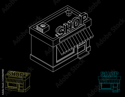 Store building. Vector outl...