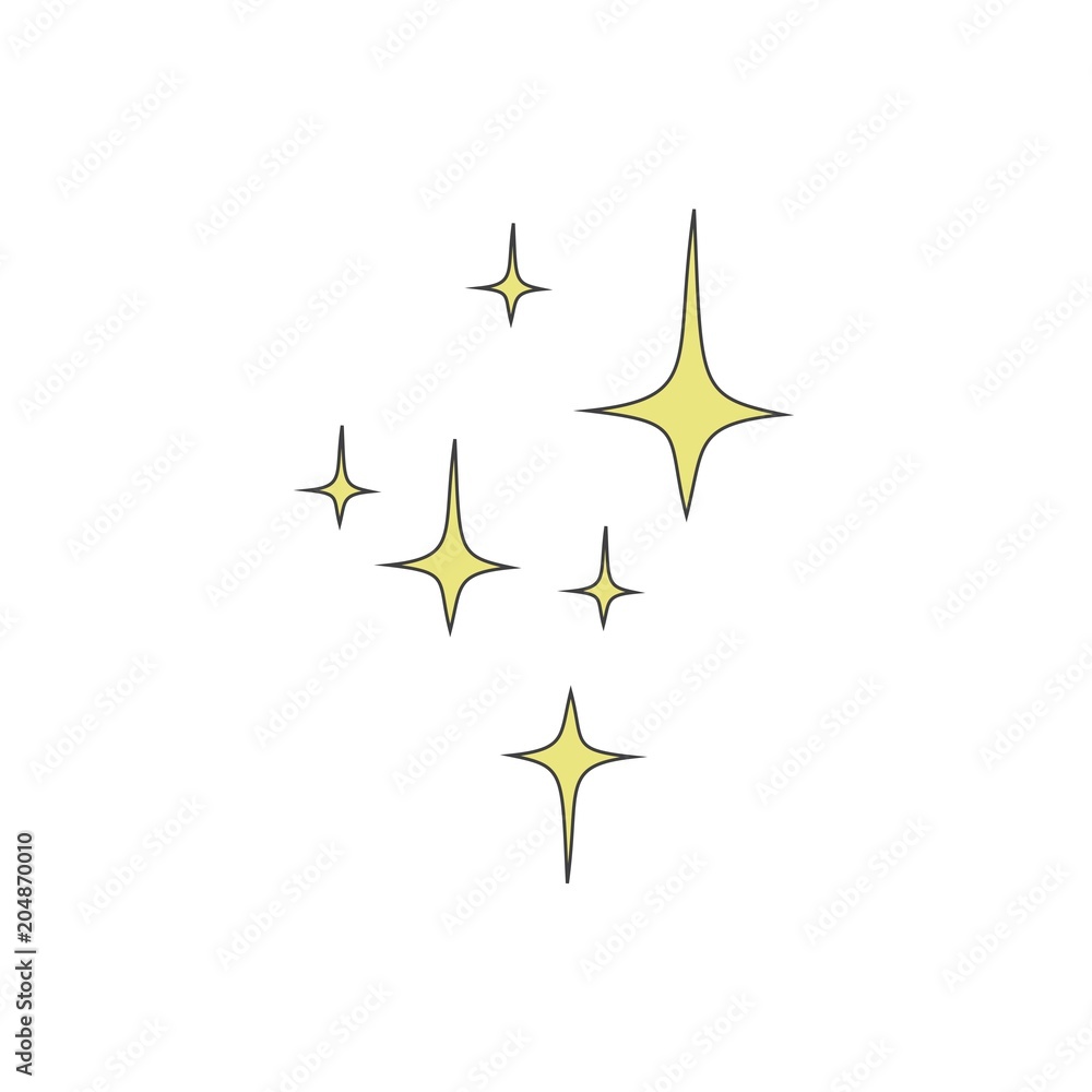 Yellow four-pointed stars on a white background. Vector illustration. Yellow four-pointed stars on a white background. Vector illustration.