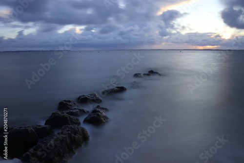 Coucher de soleil sur le bassin d'arcachon expo longue