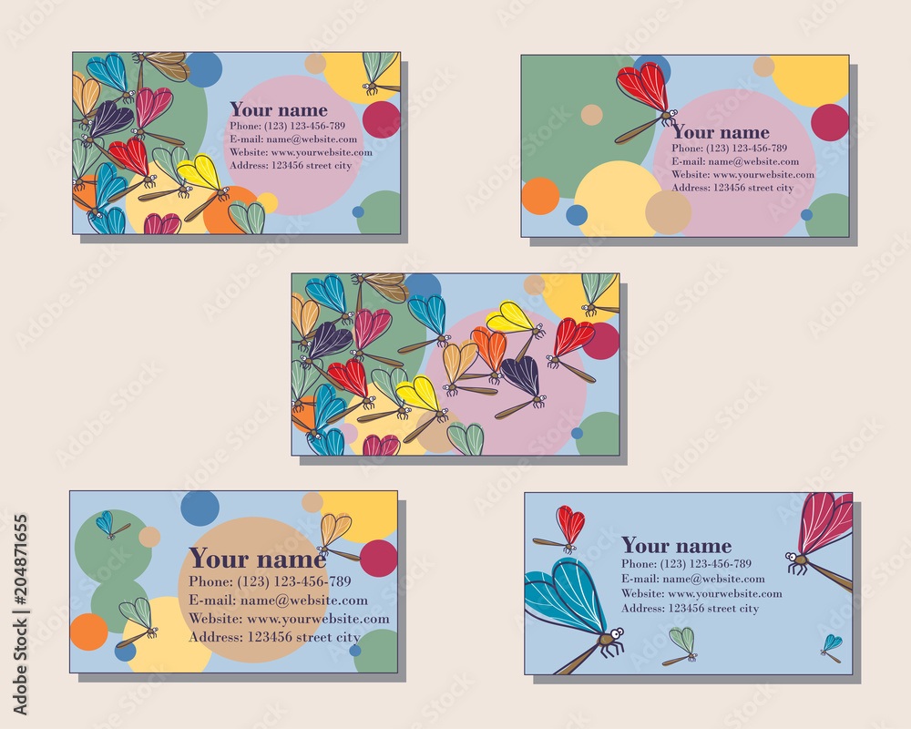 Vector business card set. This file can be used for advertising, print design. Visit card, invitation, greeting card
