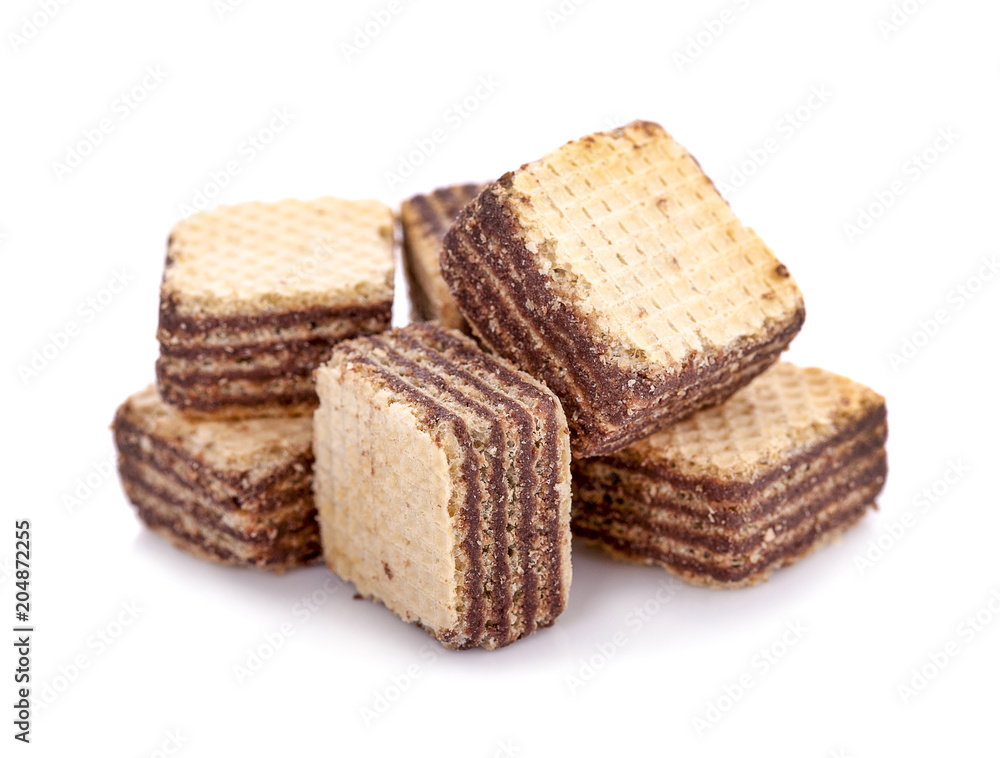 wafer chocolate dessert on white background wafer chocolate dessert on white background