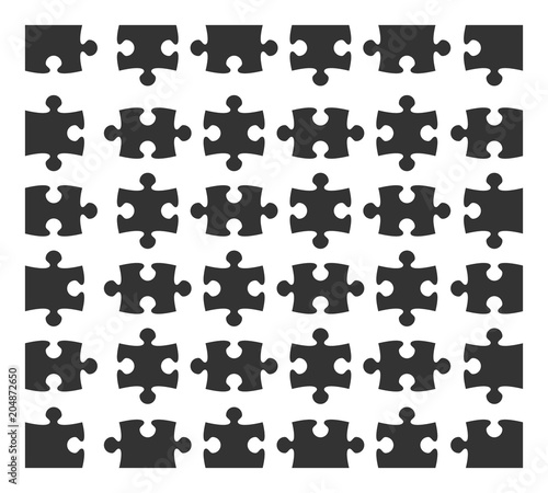 Fototapeta Naklejka Na Ścianę i Meble -  Set jigsaw puzzle part design elements silhouette