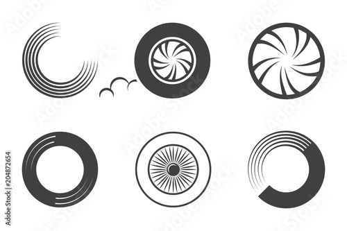 Wheel car icon set isolated on white
