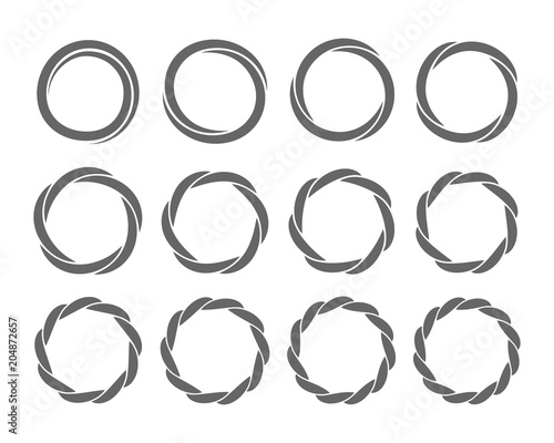 Spiral rings twisting circles swirl design element set for infographics