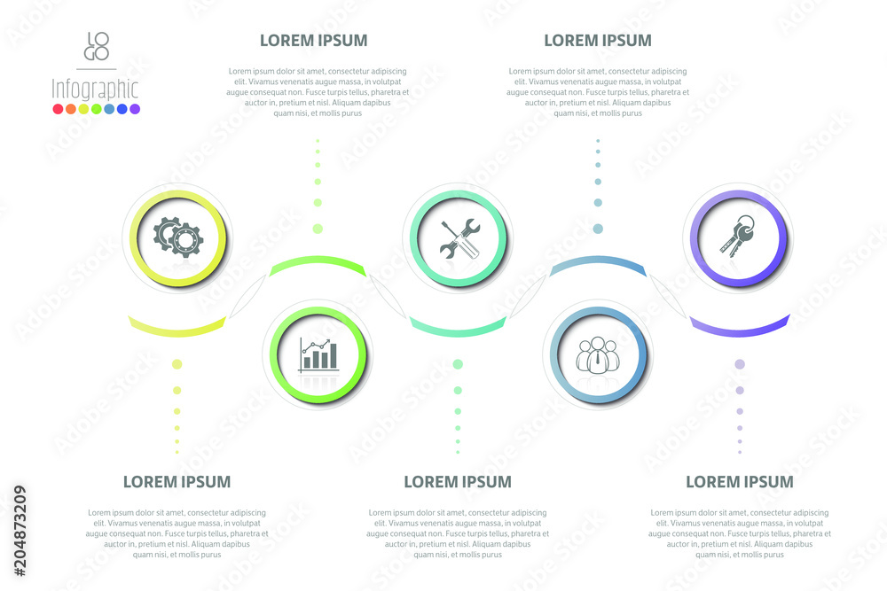 Vector business template with 5 section info, steps, options or processes. Can be used for timeline, workflow, research, strategy, annual report. Vector business template with 5 section info, steps, options or processes. Can be used for timeline, workflow, research, strategy, annual report.