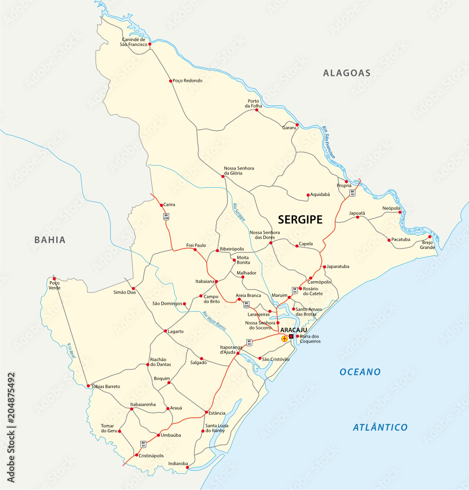 Obraz premium sergipe road vector map