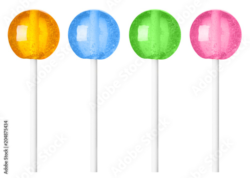Lollipop different colors recolored isolated on white background