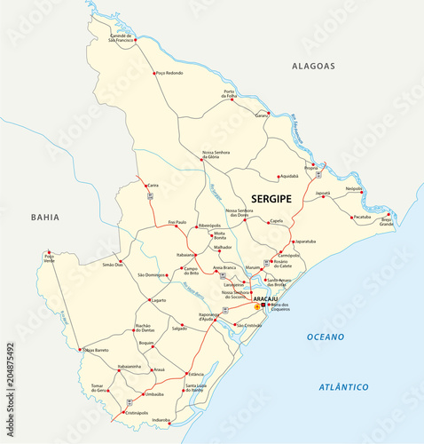 sergipe road vector map photo