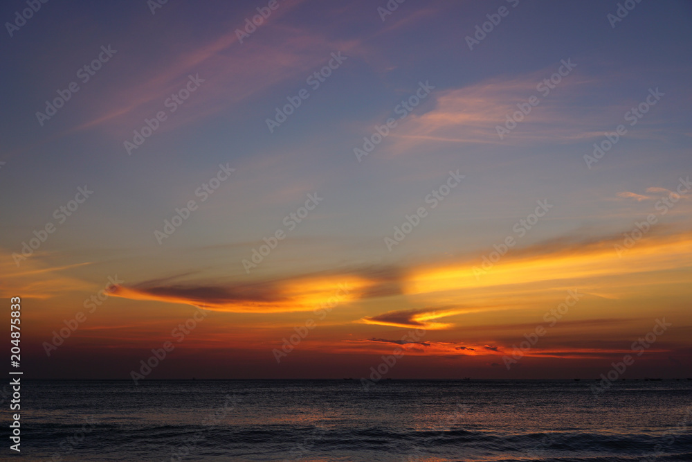 Sunset on Bali beach