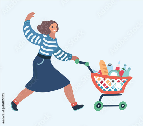 Woman with shopping cart.