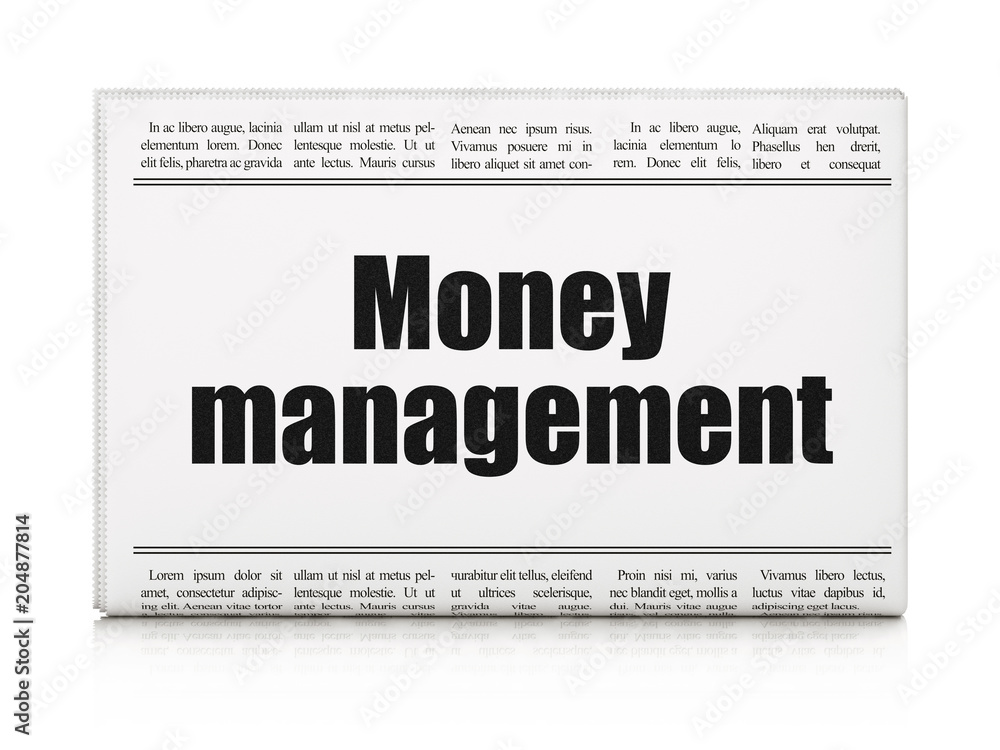 Money concept: newspaper headline Money Management on White background, 3D rendering