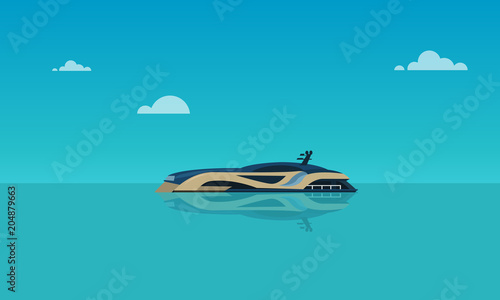Fototapeta Naklejka Na Ścianę i Meble -  Modern boat on sea with sky background.Holiday with a boat.Vector illustration