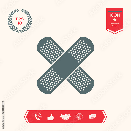 Cross adhesive bandage, medical  plaster icon
