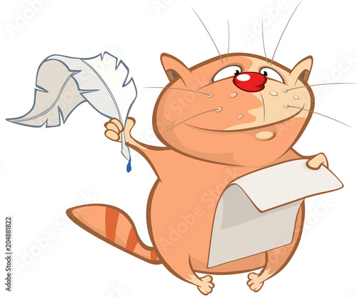  Illustration of a Cute Cat. Cartoon Character