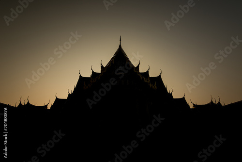 Silhouette of Wat Benchamabophit or Marble temple is one of Bangkok s significant and most beautiful temples  Dusit Bangkok THAILAND