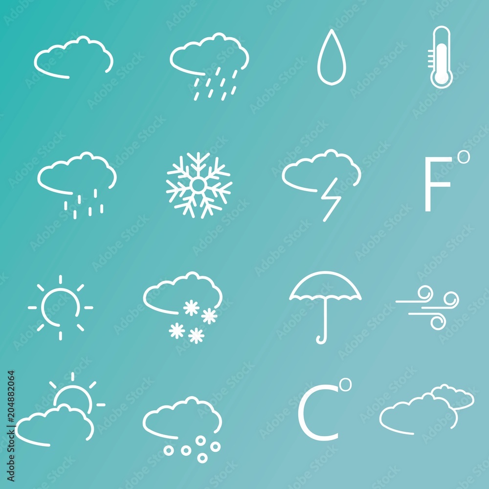 Set of weather icons. Web icons set. Mobile weather icons set. Line art. Vector illustration. Set of weather icons. Web icons set. Mobile weather icons set. Line art. Vector illustration.