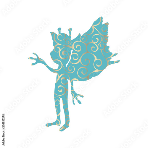 Pixie pattern silhouette mythical animal fantasy