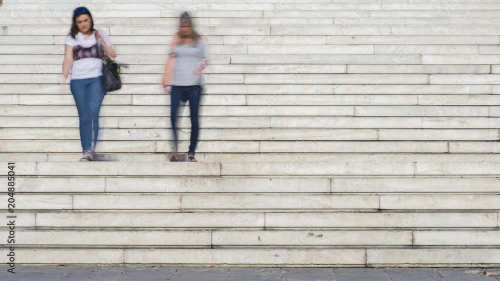 4K timelapse of people walking up and down the steps 4K timelapse of people walking up and down the steps