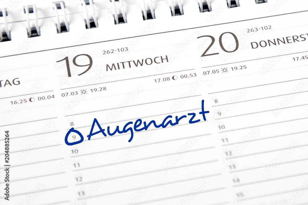 Eintrag im Kalender: Augenarzt Eintrag im Kalender: Augenarzt