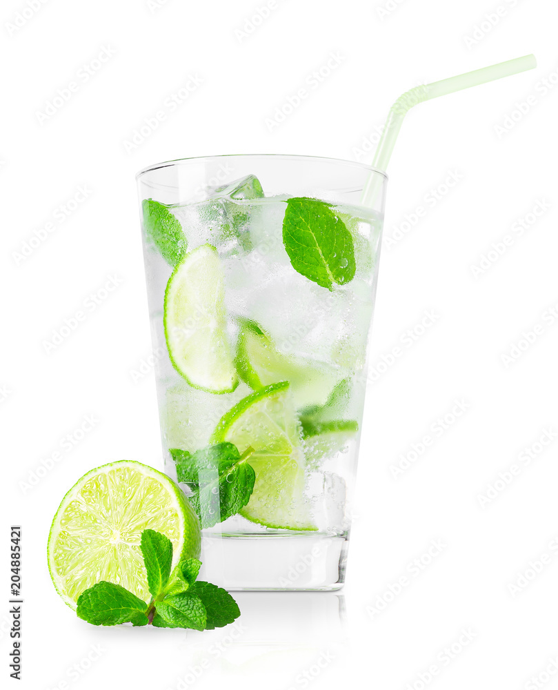 glass of cold lemonade with straw isolated on white glass of cold lemonade with straw isolated on white