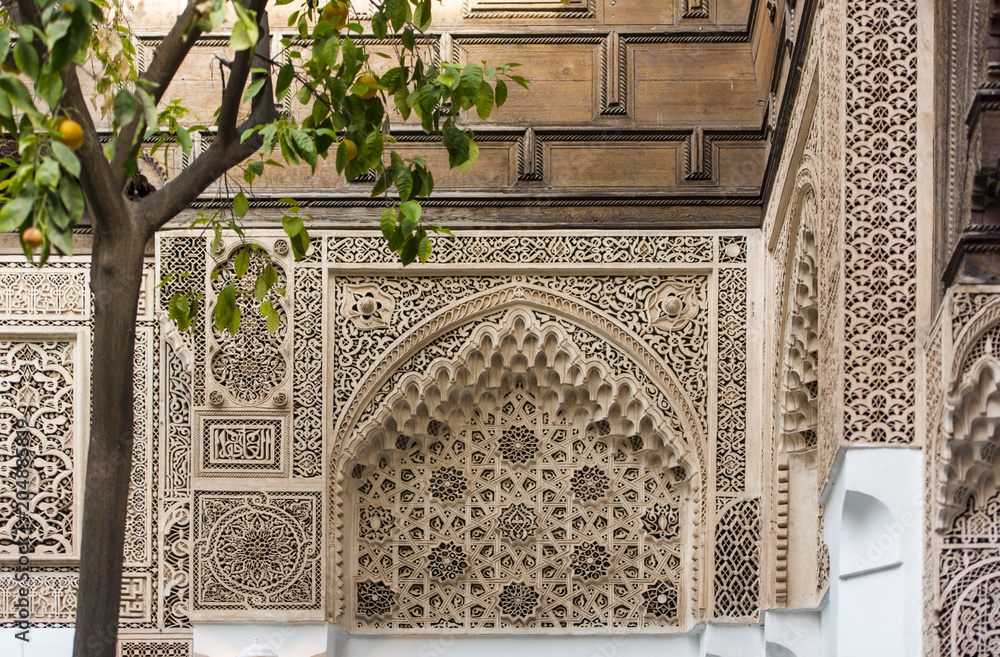 Fototapeta premium Details of Interior of Bahia palace in Marrakesh Morocco