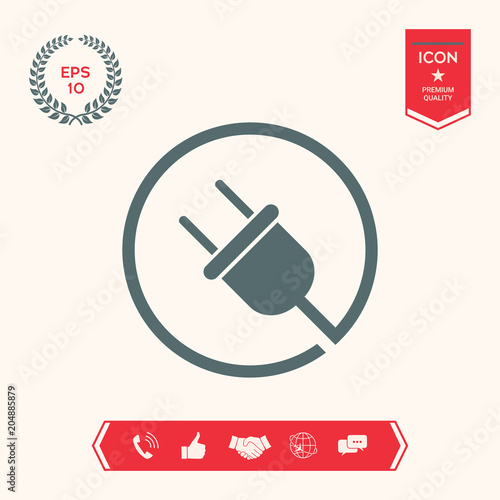 Plug in round icon