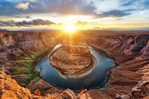 Horseshoe Bend and Colorado River at sunset