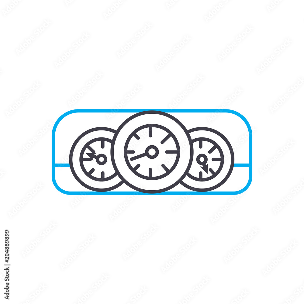 Car dashboard vector thin line stroke icon. Car dashboard outline ...